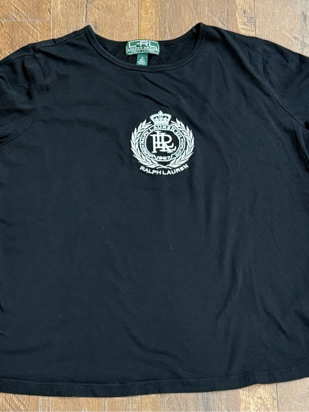 Ralph Lauren Black Short-Sleeve Tee with White Crest Emblem